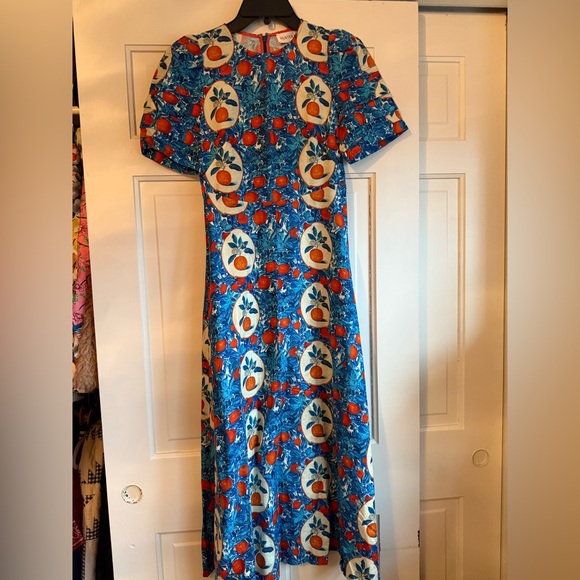 Hunter Bell Casey Blue and Orange Midi Dress - Picture 4 of 8